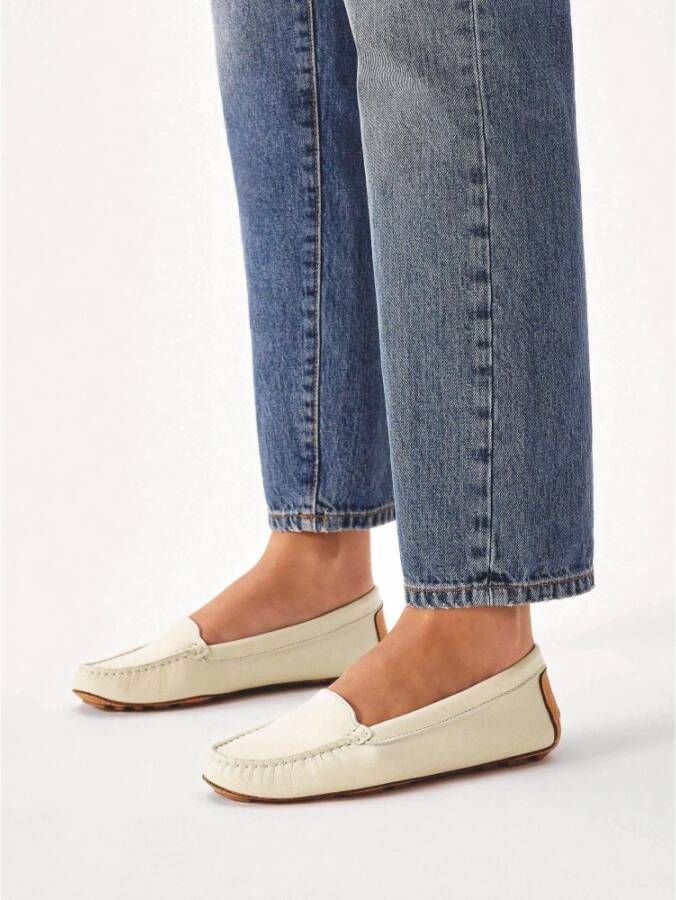 Kazar Leren mocassins met contrasterende inzet op de hiel Beige Dames