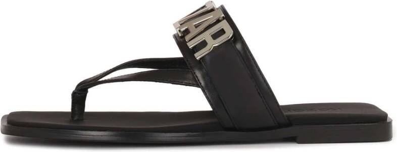 Kazar Leren slides met metalen logo's Black Dames