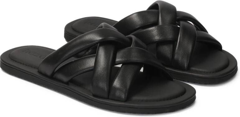 Kazar Leren slippers met zachte banden Black Heren