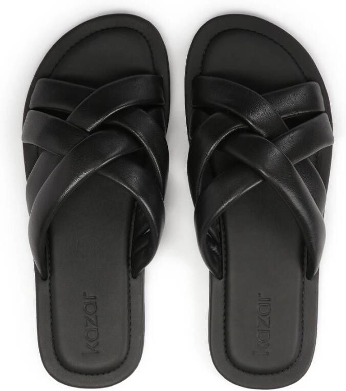 Kazar Leren slippers met zachte banden Black Heren