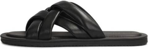 Kazar Leren slippers met zachte banden Black Heren