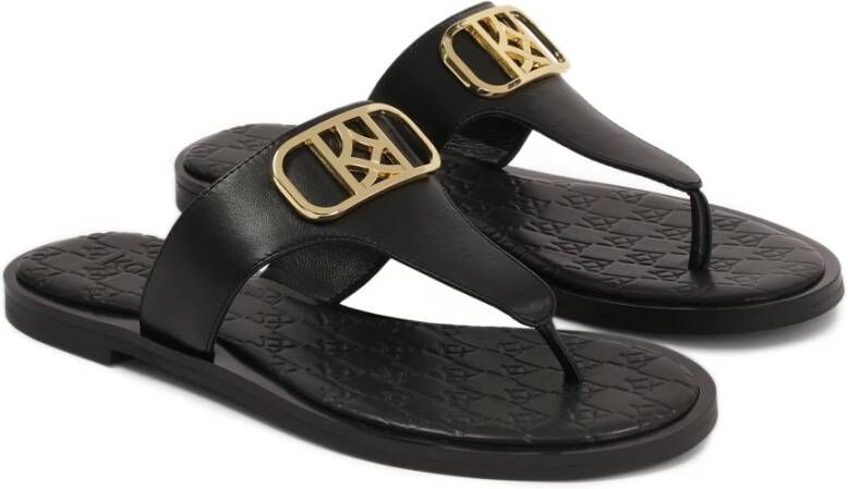 Kazar Leren slippers versierd met monogram Black Dames