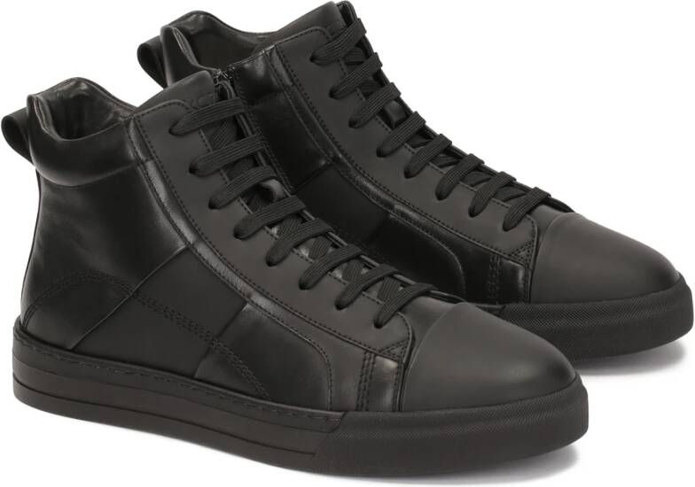 Kazar Leren sneakers met hoge schacht Black Heren