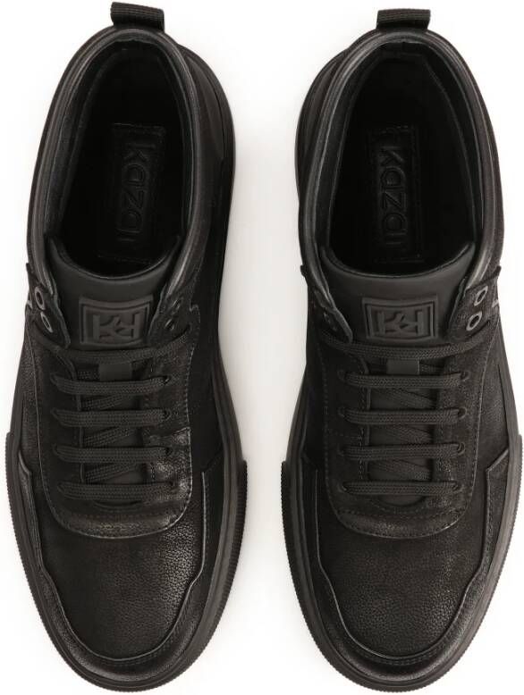 Kazar Leren sneakers voor heren met enkelhoog bovendeel Black Heren