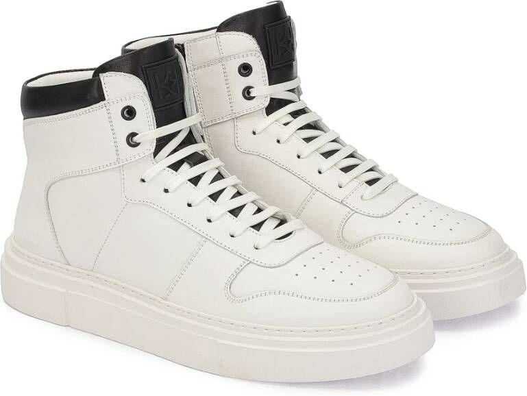 Kazar Leren sneakers voor heren met enkelhoog bovendeel White Heren