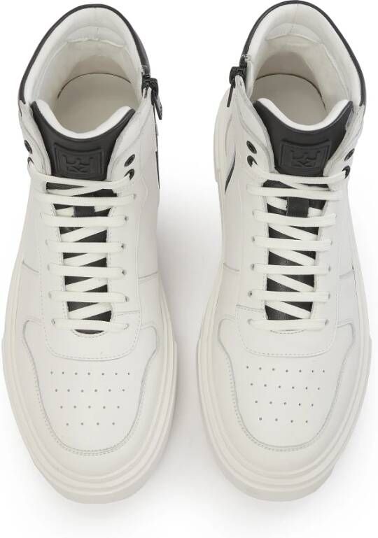 Kazar Leren sneakers voor heren met enkelhoog bovendeel White Heren