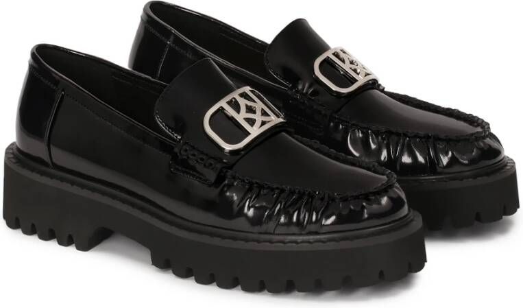 Kazar Loafers met chunky zool en gekreukeld bovenwerk Black Dames