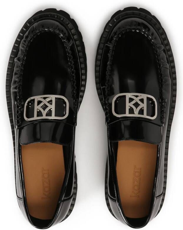 Kazar Loafers met chunky zool en gekreukeld bovenwerk Black Dames