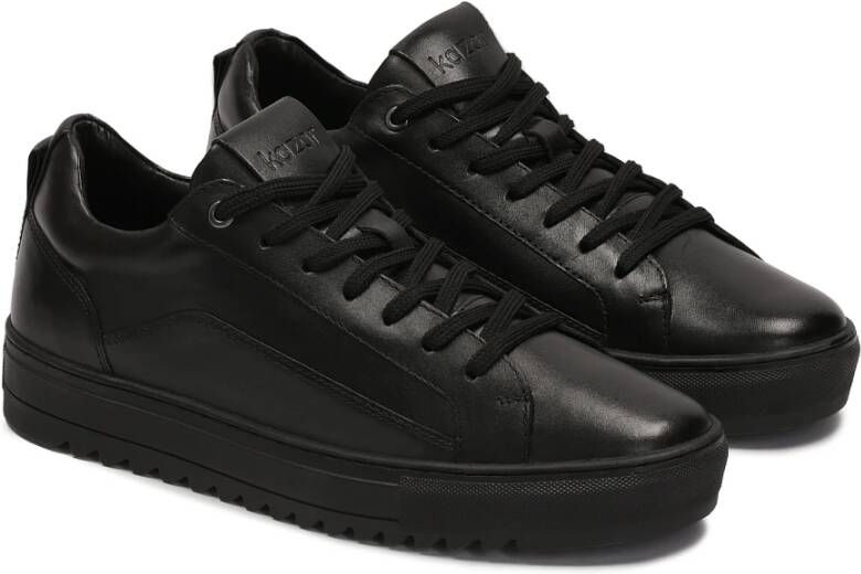 Kazar Mannen graanleren sneakers in stedelijke stijl Black Heren