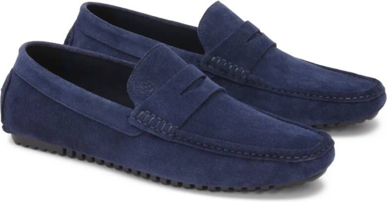 Kazar Marineblauwe suède penske moccasins op een gegroefde zool Blue Heren