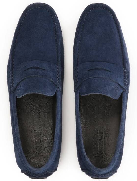 Kazar Marineblauwe suède penske moccasins op een gegroefde zool Blue Heren