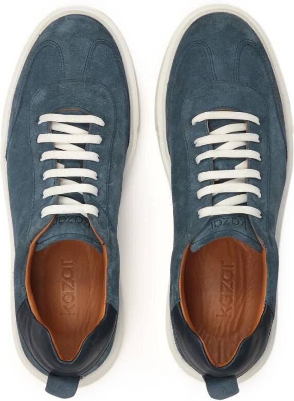 Kazar Marineblauwe suède sneakers met witte zool Blue Heren