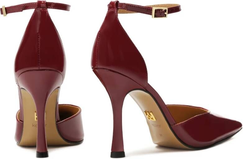 Kazar Maroon halfopen pumps van lakleer met open neus Brown Dames