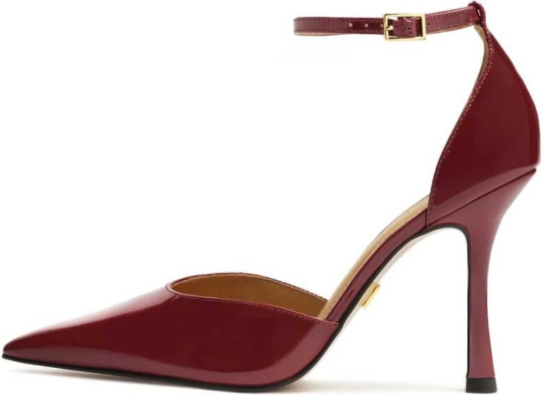 Kazar Maroon halfopen pumps van lakleer met open neus Brown Dames