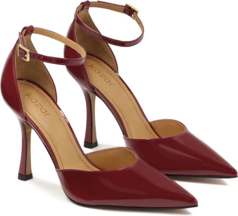 Kazar Maroon halfopen pumps van lakleer met open neus Brown Dames