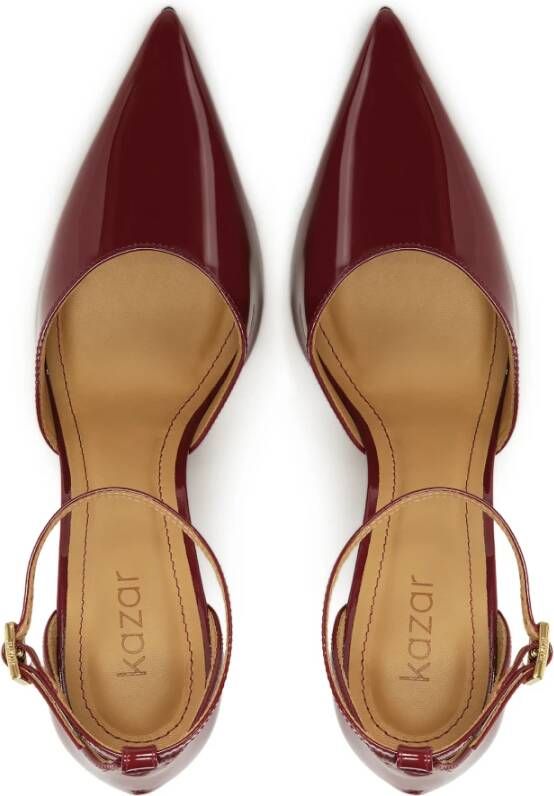 Kazar Maroon halfopen pumps van lakleer met open neus Brown Dames