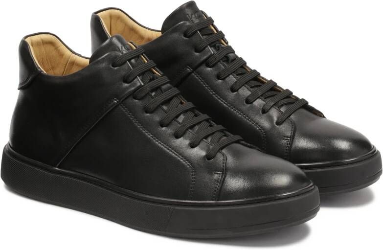 Kazar Minimalistische heren sneakers van glad leer Black Heren