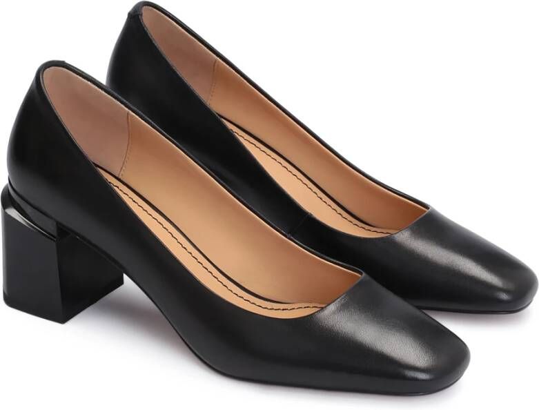 Kazar Minimalistische leren pumps met versierde hak Black Dames