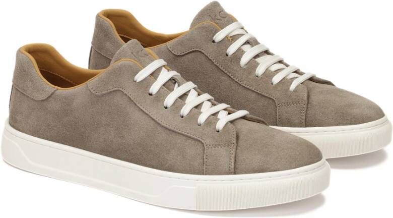 Kazar Minimalistische suède sneakers in taupe kleur Beige Heren