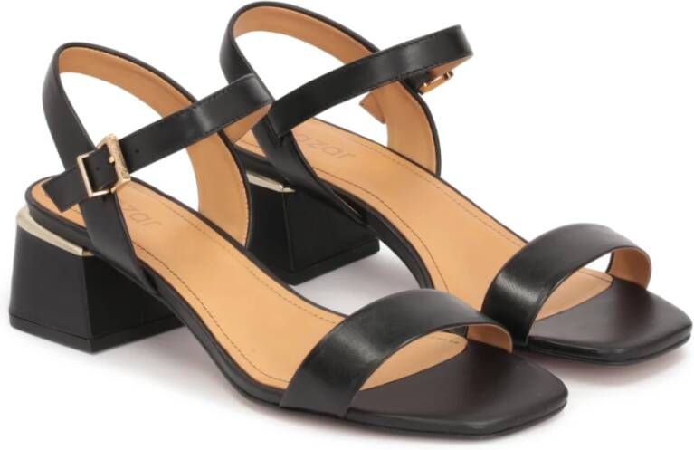 Kazar Minimalistische zwarte korrellederen sandalen Black Dames