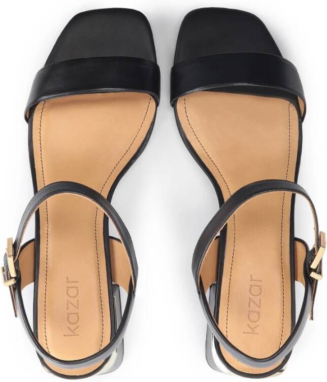 Kazar Minimalistische zwarte korrellederen sandalen Black Dames