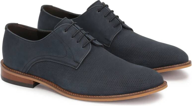 Kazar Navy Blauwe Geperforeerde Derby Schoenen Blue Heren