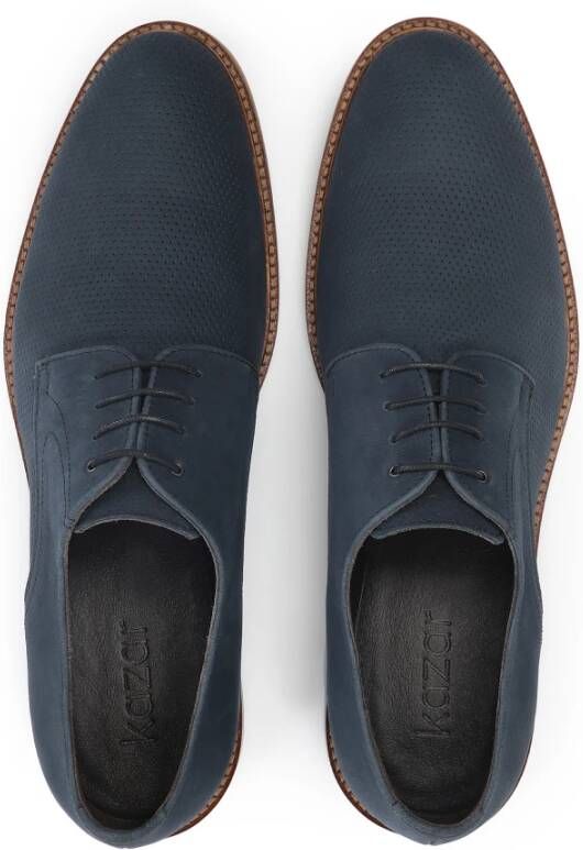 Kazar Navy Blauwe Geperforeerde Derby Schoenen Blue Heren