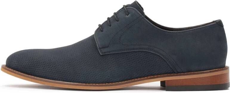 Kazar Navy Blauwe Geperforeerde Derby Schoenen Blue Heren