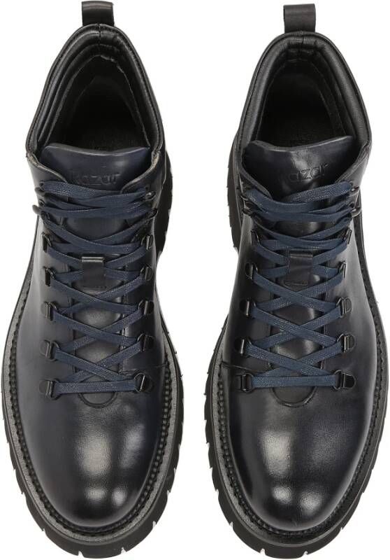 Kazar Navy Blauwe Leren Oxfords met Profielzool Blue Heren