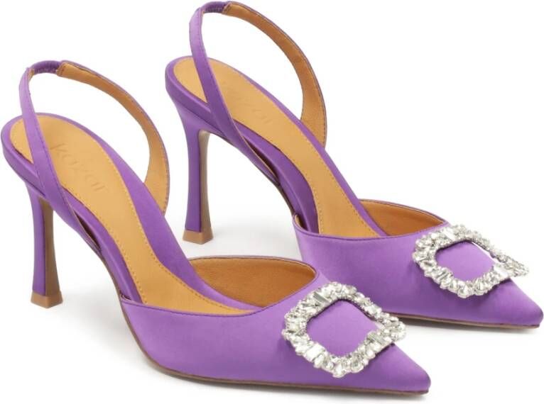 Kazar Paarse stoffen slingback pumps Purple Dames