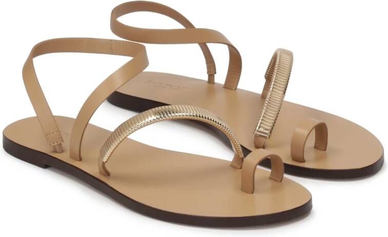 Kazar Platte beige sandalen met een metalen band Beige Dames