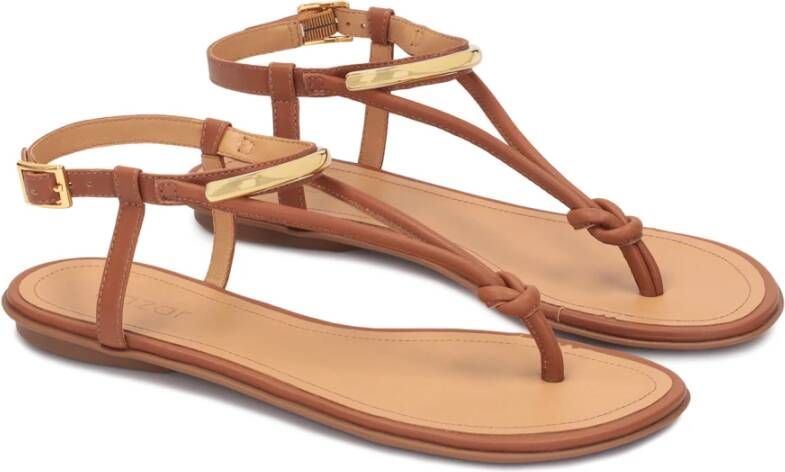 Kazar Platte bruin lederen flip-flops stijl sandalen Brown Dames