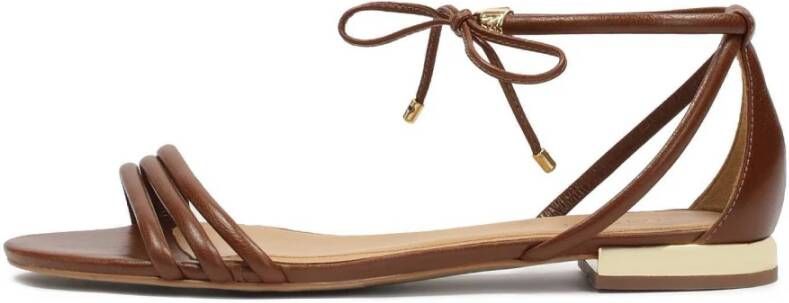 Kazar Platte bruine sandalen vastgebonden met een teenring Brown Dames