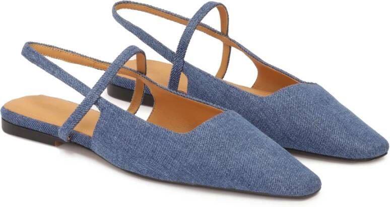 Kazar Platte denim pumps met verlengde neus Blue Dames