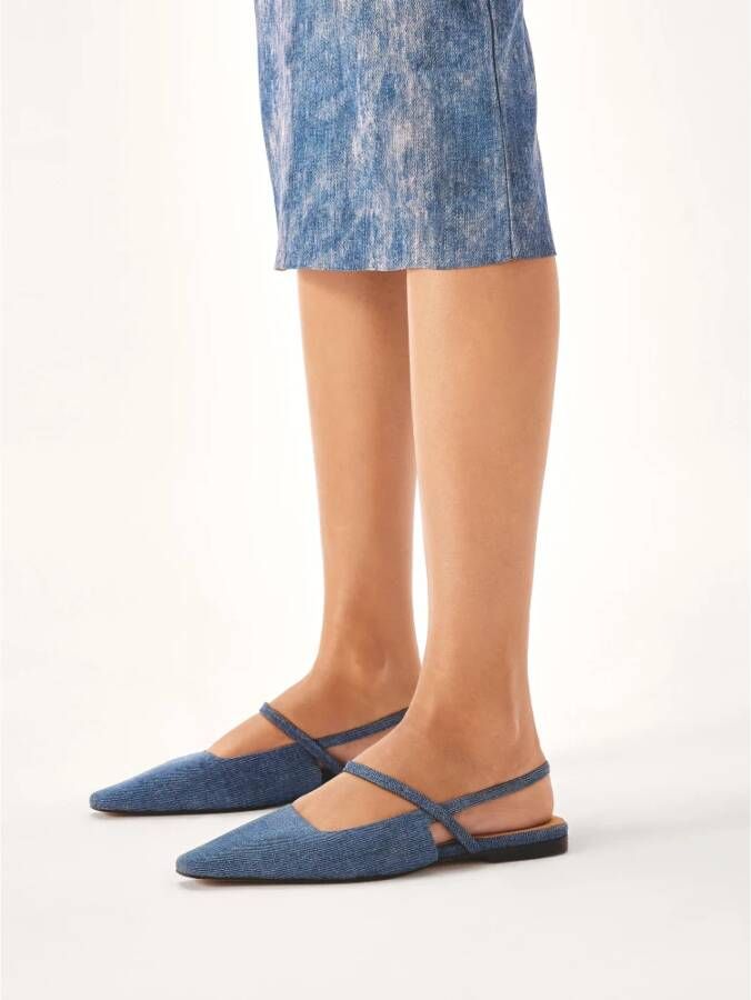 Kazar Platte denim pumps met verlengde neus Blue Dames