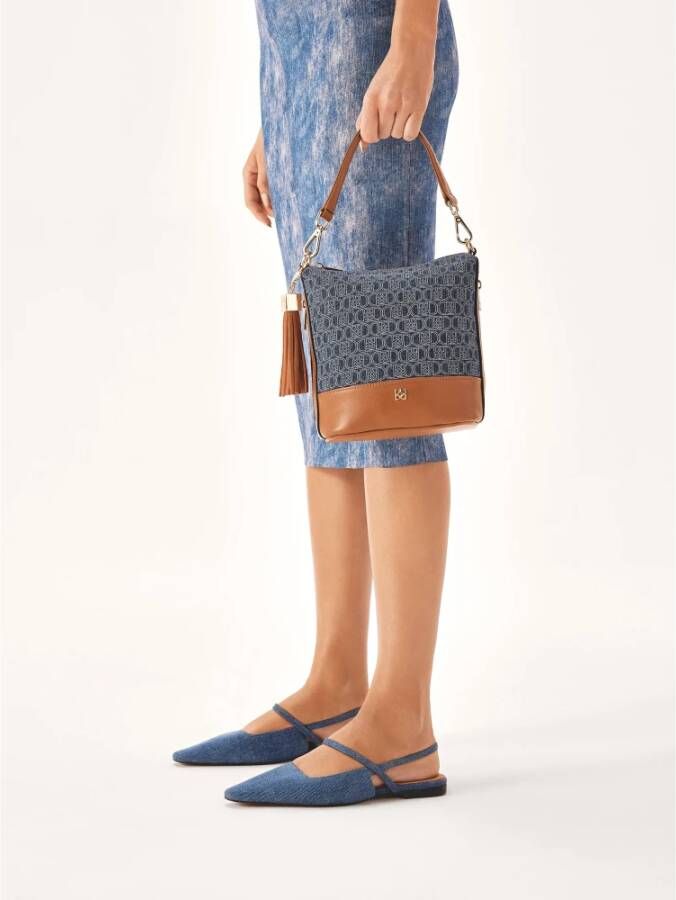 Kazar Platte denim pumps met verlengde neus Blue Dames