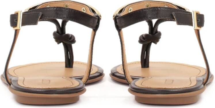 Kazar Platte flip-flop sandalen met metalen versiering Black Dames