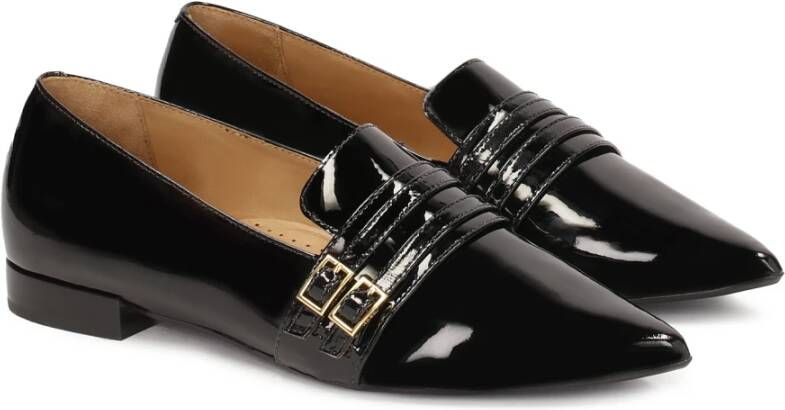 Kazar Platte gelakte pumps met bandjes Black Dames