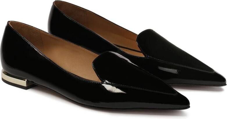 Kazar Platte gelakte pumps met gouden hak Black Dames