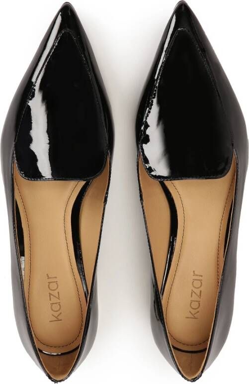 Kazar Platte gelakte pumps met gouden hak Black Dames