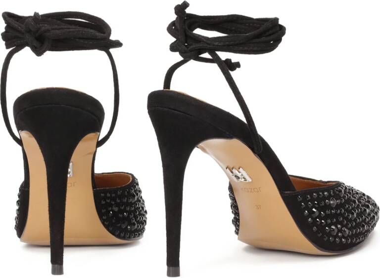 Kazar Platte veterschoenen met open hiel Black Dames