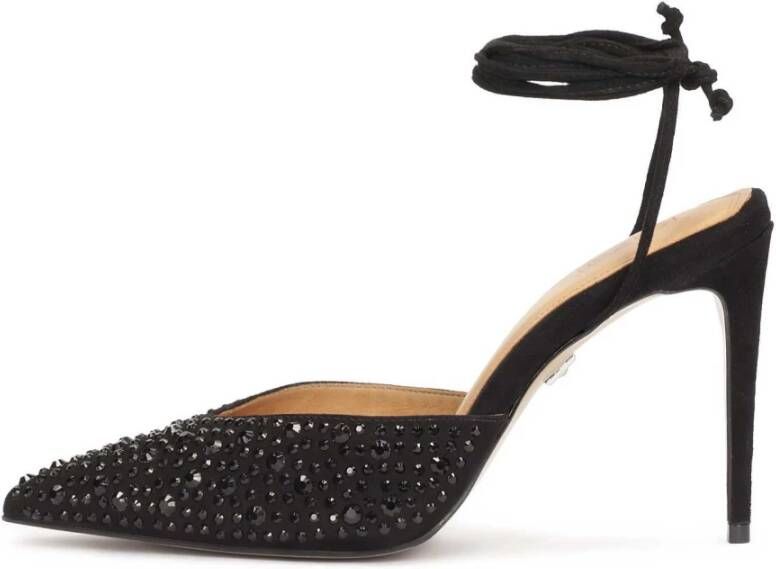 Kazar Platte veterschoenen met open hiel Black Dames