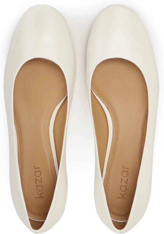 Kazar Platte witte leren pumps White Dames