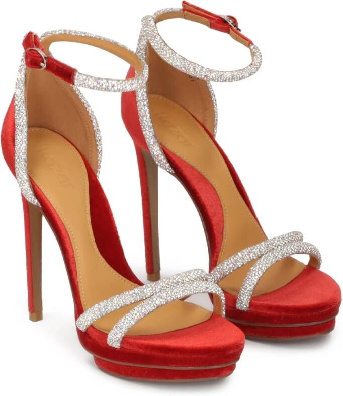 Kazar Rode sandalen met glanzende bandjes Red Dames