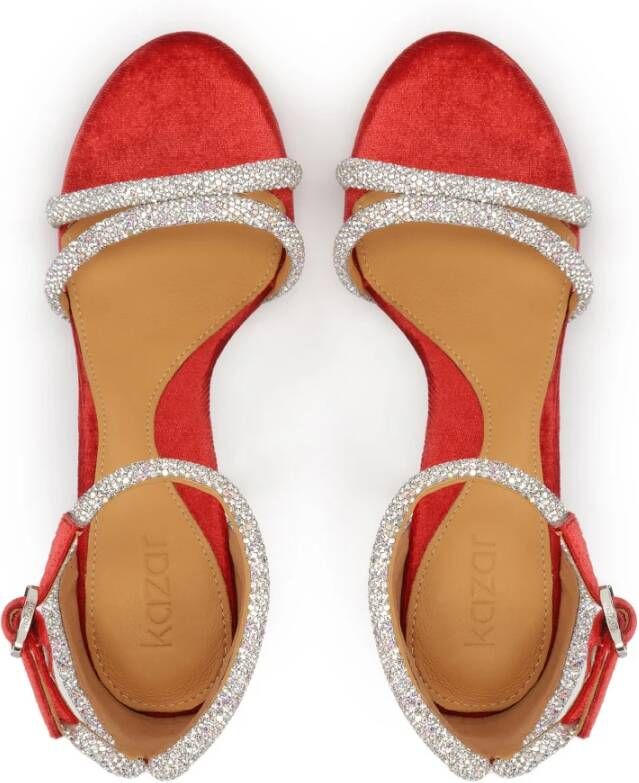 Kazar Rode sandalen met glanzende bandjes Red Dames