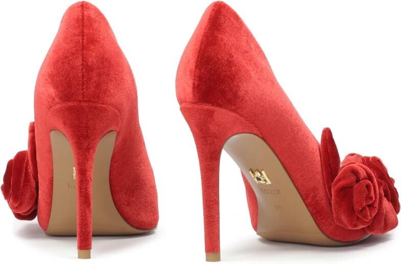 Kazar Rode stoffen pumps met 3D-bloemen Red Dames