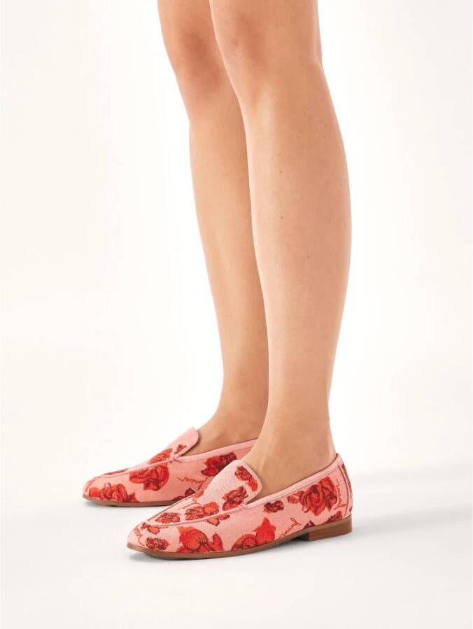 Kazar Roze halfschoenen met rood bloemmotief Multicolor Dames