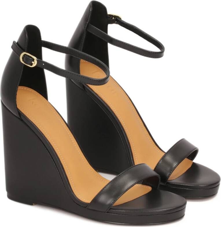 Kazar Sandalen met bedekte hak op platforms Black Dames