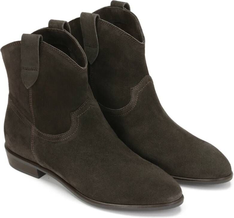 Kazar Slip on suède cowboy laarzen op een platte hak Brown Dames