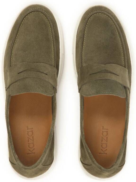 Kazar Slip-on suède sneakers in khakikleur Green Heren